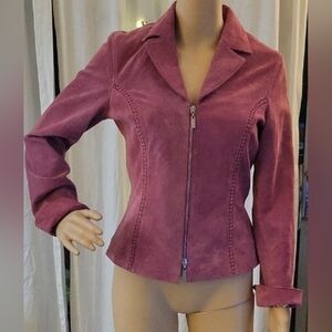 Women's Pink Suede Jacket by Georgiou size 4.